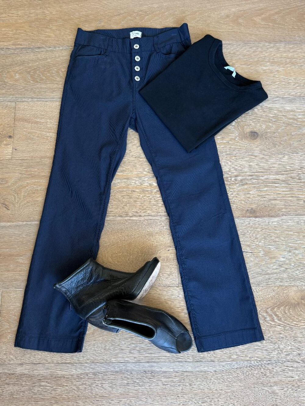 Bevy Flog Dafna Exposed Button Fly Pants Navy Blue Size 27
